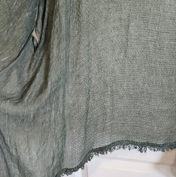 Free People Green Open Knit Open Front Lightweight Short Sleeve Sweater One Size - Picture 8 of 10